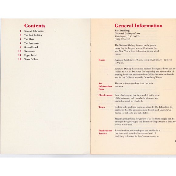 VINTAGE 1980 NATIONAL GALLERY OF ART EAST BUILDING GENERAL BROCHURE 16 PAGES - Picture 2 of 5
